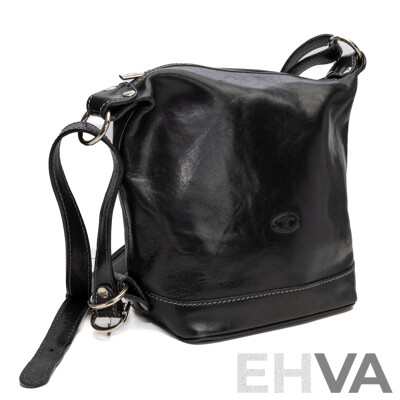 Cuoieria Fiorentina Crossbody Handbag, Black, Tanned Leather, Made in Italy
