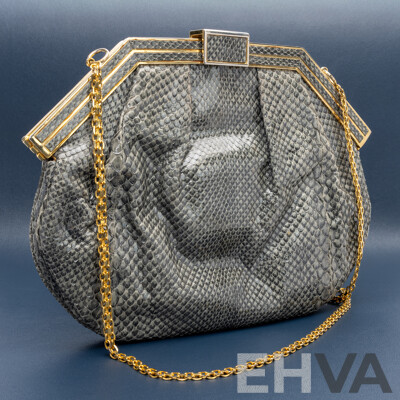 Colombetti Milano Grey Snake Skin Evening Bag, Made in Milano