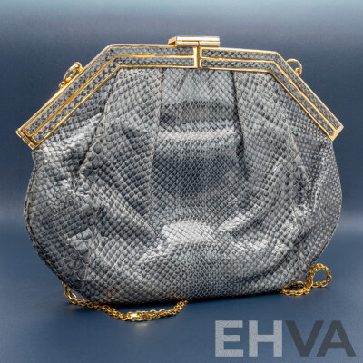 Colombetti Milano Grey Snake Skin Evening Bag, Made in Milano