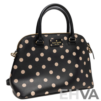 Kate Spade New York Large Black/beige Crossbody Bowler Bag