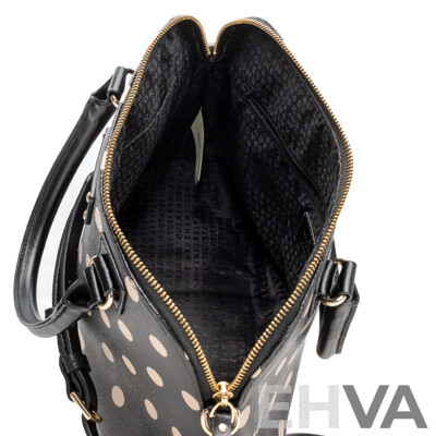 Kate Spade New York Large Black/beige Crossbody Bowler Bag