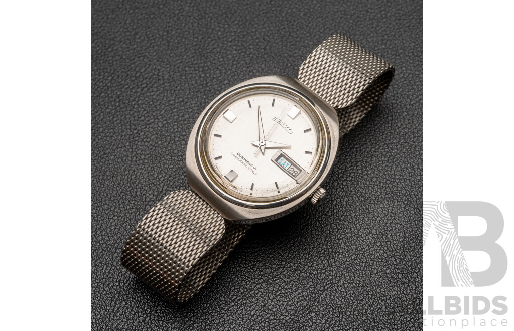 Seiko Business-A Diashock 27 Jewels Automatic Vintage Watch, 8346-7000, 35mm, Silver Slimline