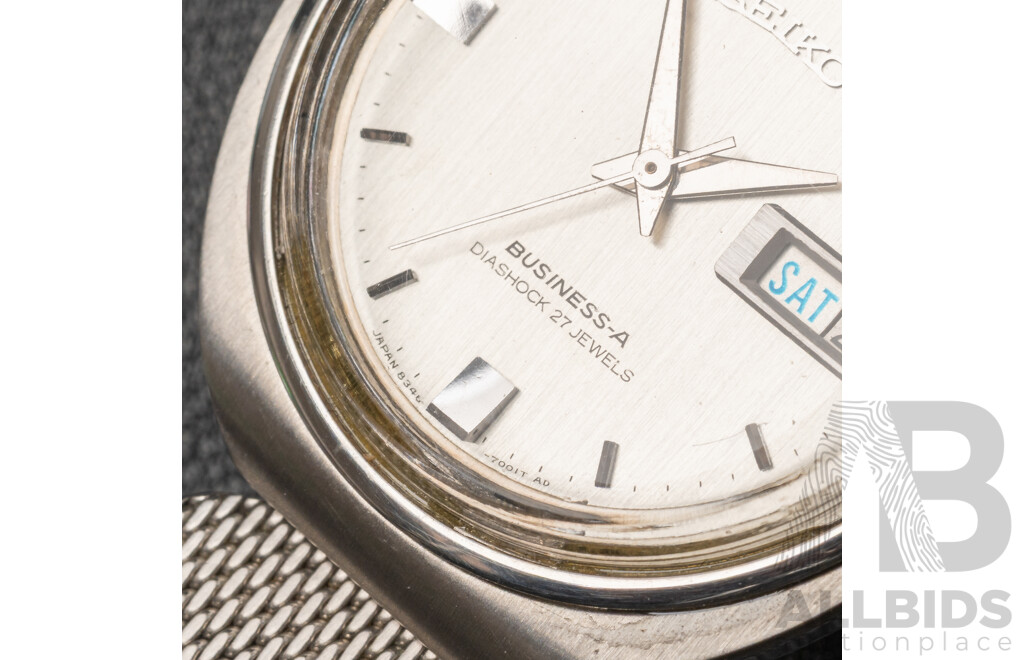 Seiko Business-A Diashock 27 Jewels Automatic Vintage Watch, 8346-7000, 35mm, Silver Slimline