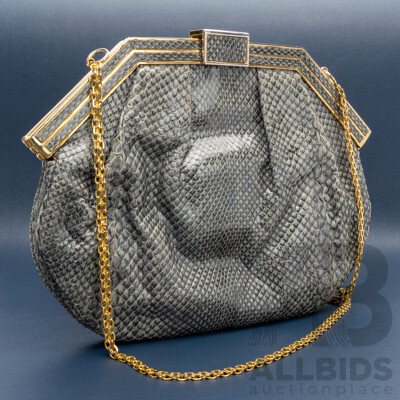Colombetti Milano Grey Snake Skin Evening Bag, Made in Milano