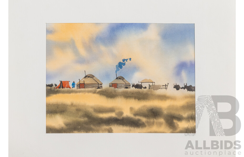 Artist Unknown, (20th Century, Balinese), Scenes From Village Life, Thirteen Original Watercolours, Varied Sizes and One Oil on Canvas, (14)