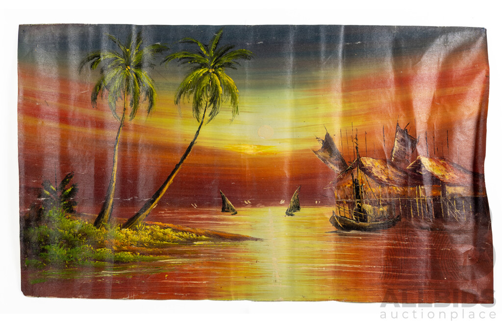 Artist Unknown, (20th Century, Balinese), Scenes From Village Life, Thirteen Original Watercolours, Varied Sizes and One Oil on Canvas, (14)