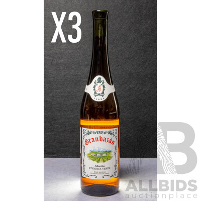 Three Bottles of Granbazan Albarino Etiqueta Verde Vintage 2017