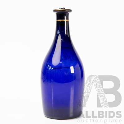 Rare Antique English Bristol Blue Decanter with Stopper Decorated in Atelier of James Giles, Circa 1780
