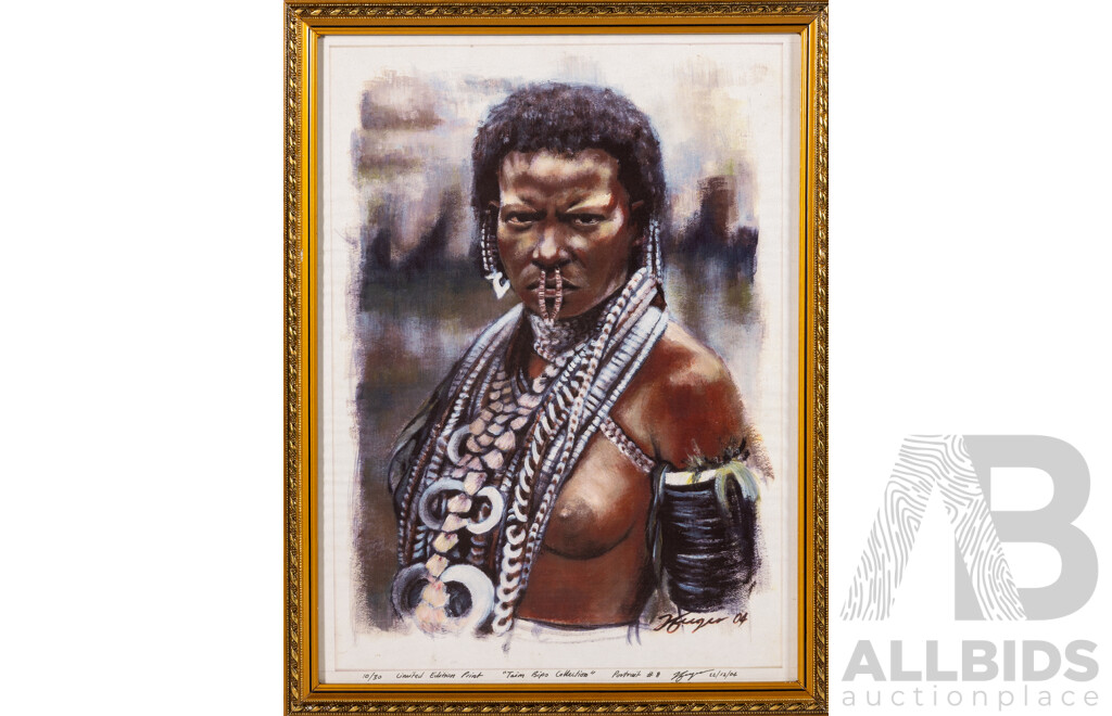 Artist Unknown (20th Century, Papua New Guinean), Portrait #6, #8, #9 and # 10 (2004), Selection of Limited Edition Reproduction Prints of the Originals, 43 x 33 cm & 33 x 43 cm (frames) (4)