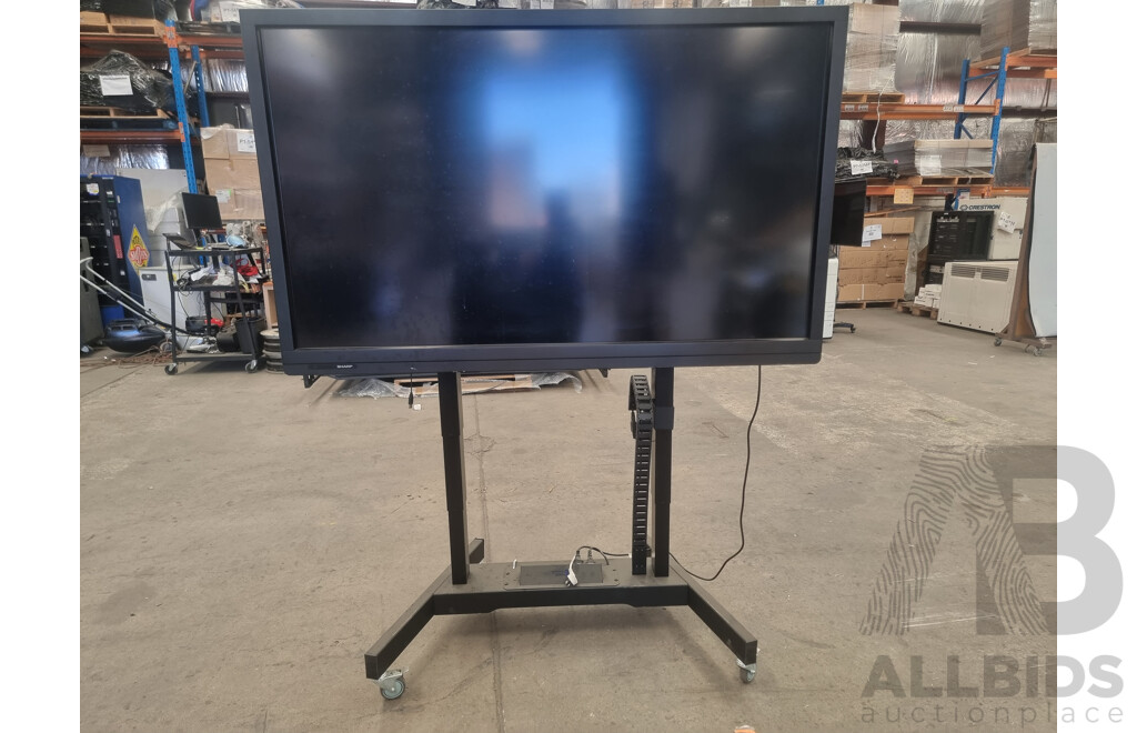 Sharp (PN-70SC3) 70-Inch Interactive Whiteboard Monitor Mounted on Ultralift Australia Wheeled Stand