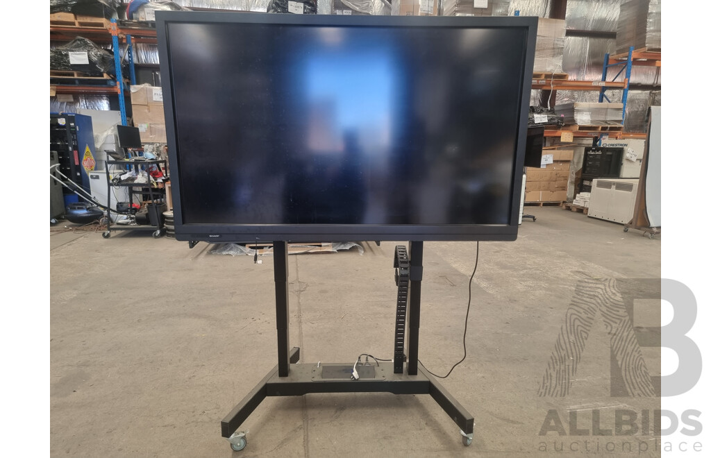 Sharp (PN-70SC3) 70-Inch Interactive Whiteboard Monitor Mounted on Ultralift Australia Wheeled Stand
