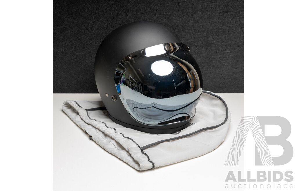 Biltwell Gringo Matte Black Road Bike Helmet with Chrome Bubble Shield + Shoei Bag