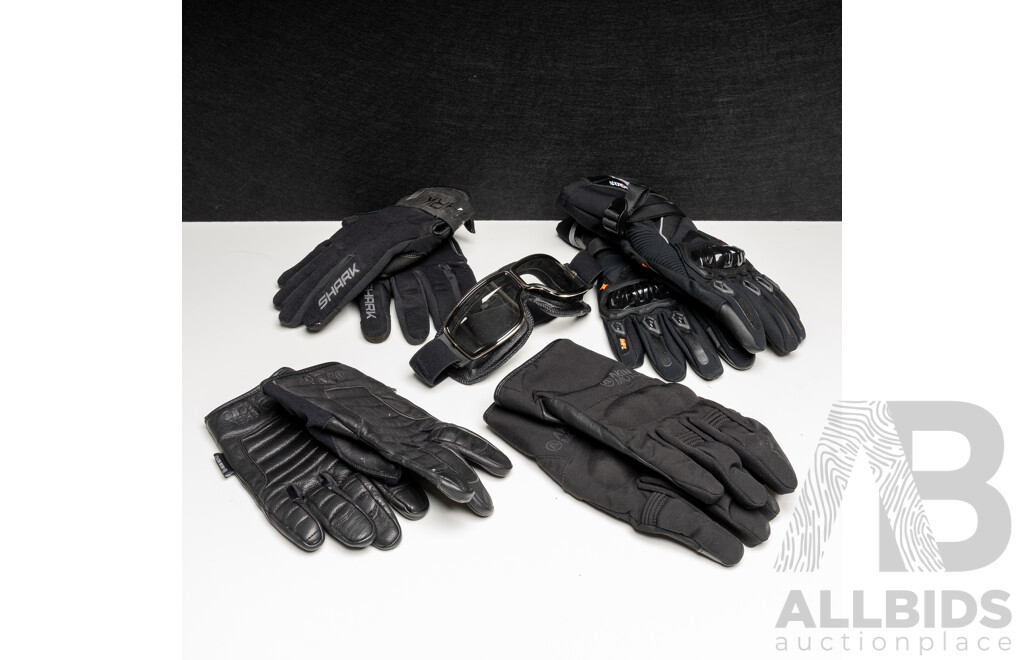 Assorted Motorcycle Gloves & Goggles