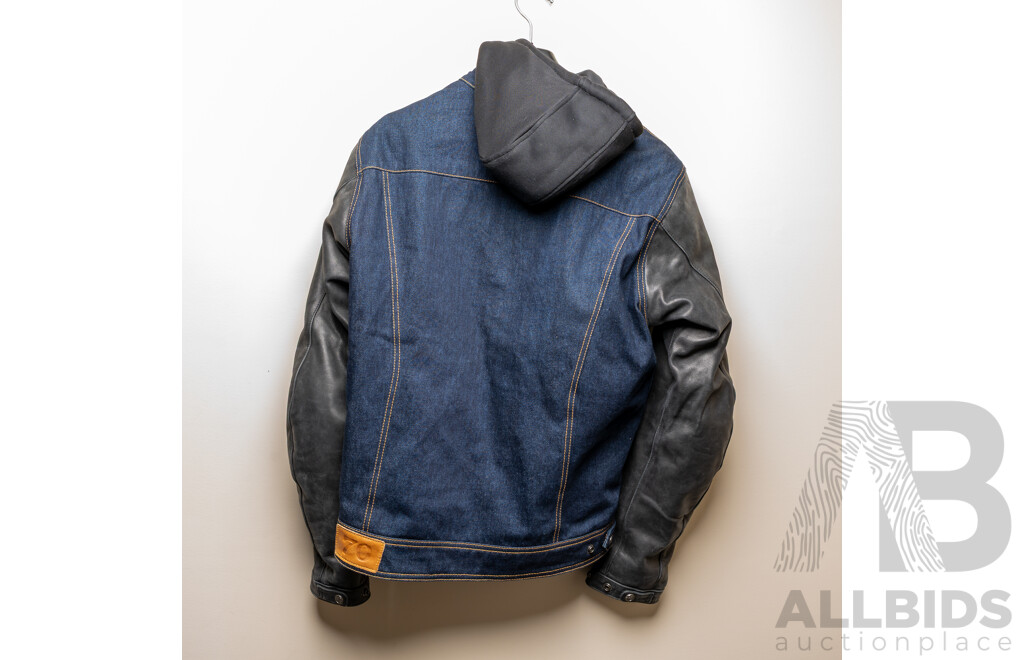 Segura Denim Motorcycle Jacket with Leather Sleeves