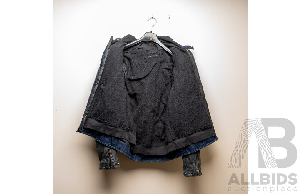 Segura Denim Motorcycle Jacket with Leather Sleeves