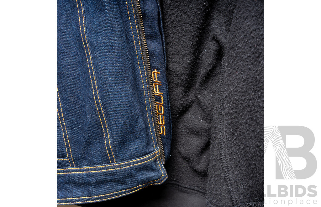 Segura Denim Motorcycle Jacket with Leather Sleeves