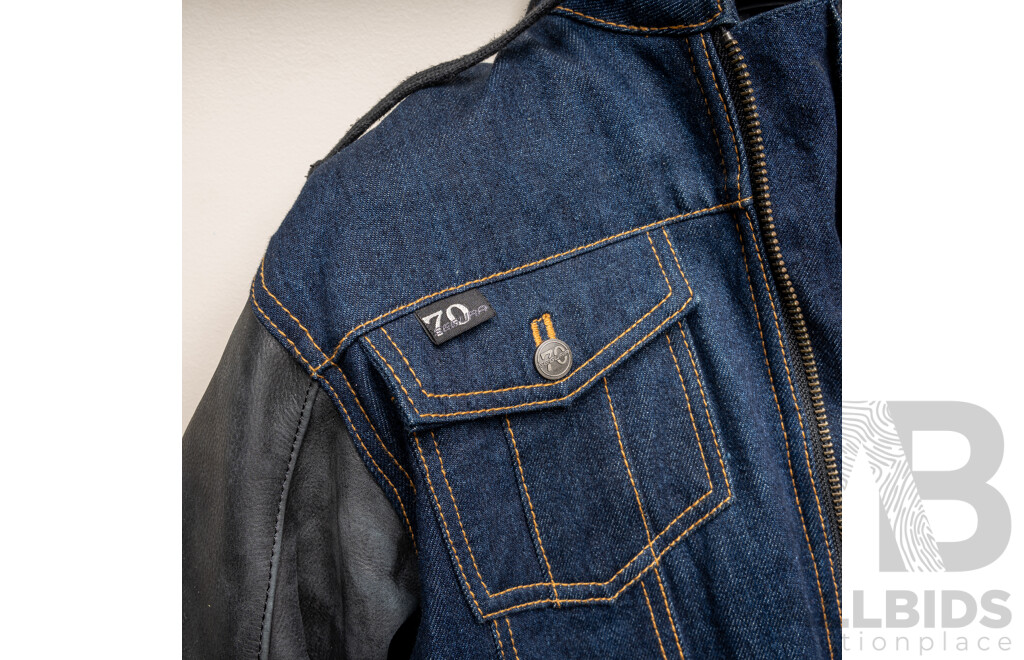 Segura Denim Motorcycle Jacket with Leather Sleeves