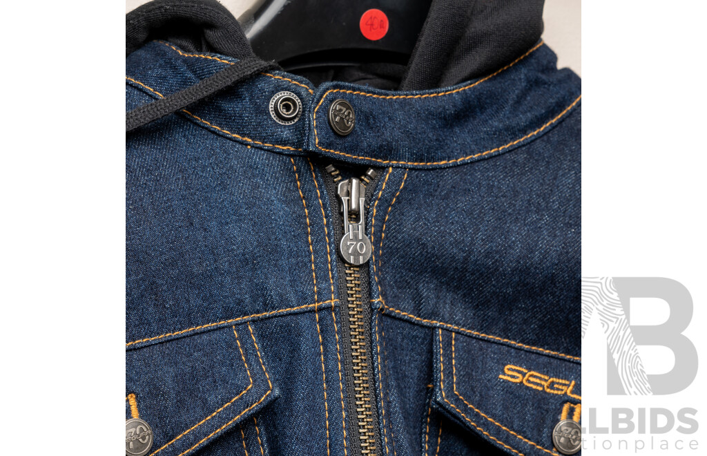 Segura Denim Motorcycle Jacket with Leather Sleeves