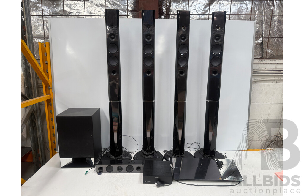 Sony Blu-Ray Disc/DVD Home Theatre System - BDV-N9200W - 4x Tower Surround Speakers + 1x Centre Speaker + 1x Ampilifier + 1x Sub Woofer + 1x Remote