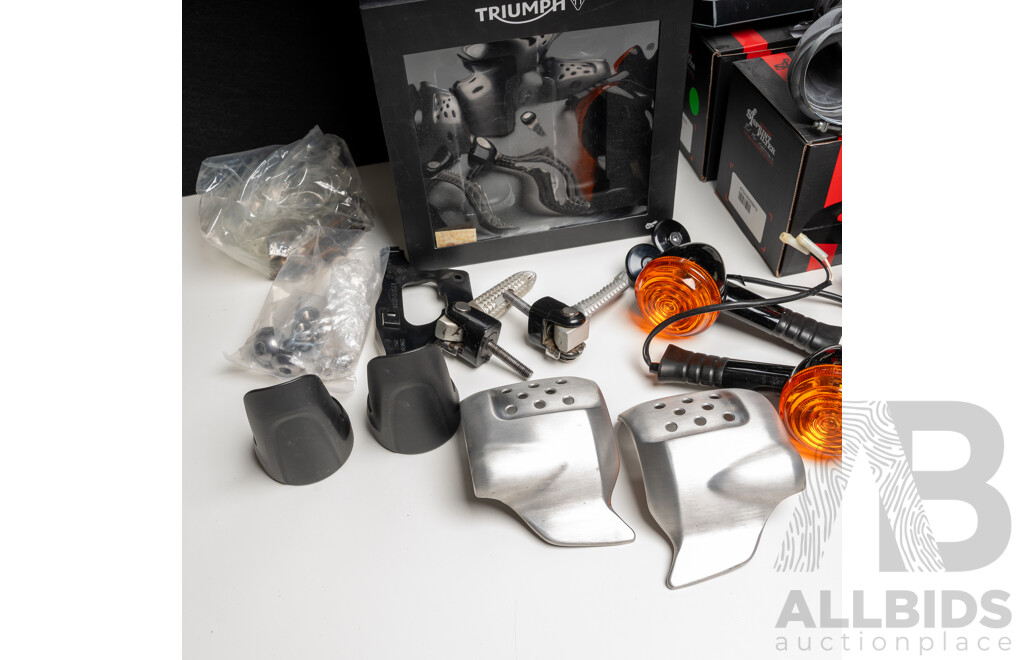 Box of 2016 Triumph Thruxton R 1200 and 2016 Triumph Street Cup OEM Parts.