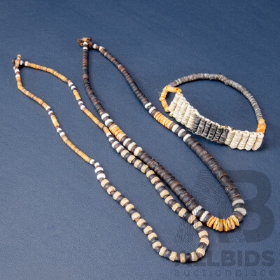 Pair of Hand Made Unisex Tribal Necklaces with Matching Bracelet