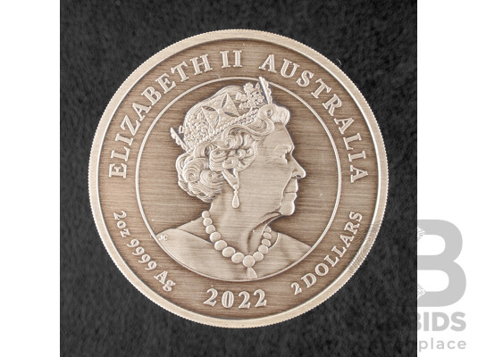 Australian Perth Mint 2022 Silver Antiqued Coloured Two Dollar Coin, Black Swan - Maali .999