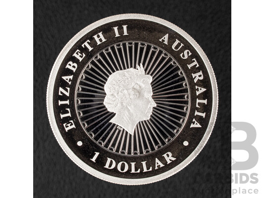 Australian Perth Mint Silver Proof One Dollar Coin, Australian Opal Series, Wombat