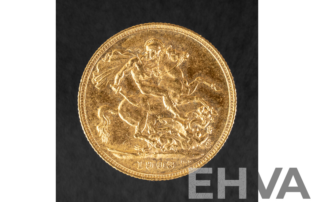Australian 1903 KEVII Gold Sovereign, Sydney Mint .917