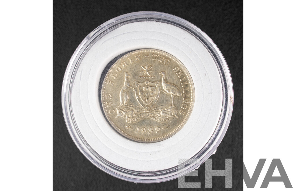 Australian 1932 KGV Silver Florin, High Grade .925
