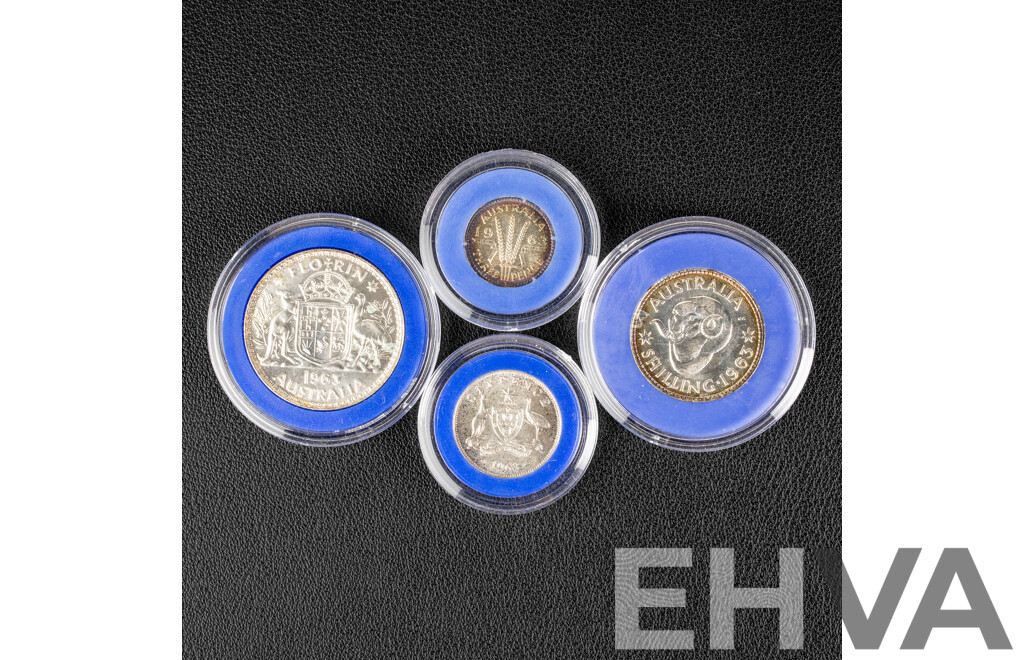 Australian Melbourne Mint 1963 Four Silver Proof Coin Set .500