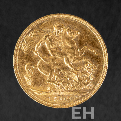 Australian 1903 KEVII Gold Sovereign, Sydney Mint .917