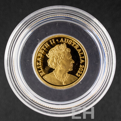 Australian RAM 2022 Gold Proof Ten Dollar Coin, Dinosaurs Down Under, Muttaburrasaurus, C Mint Mark .999