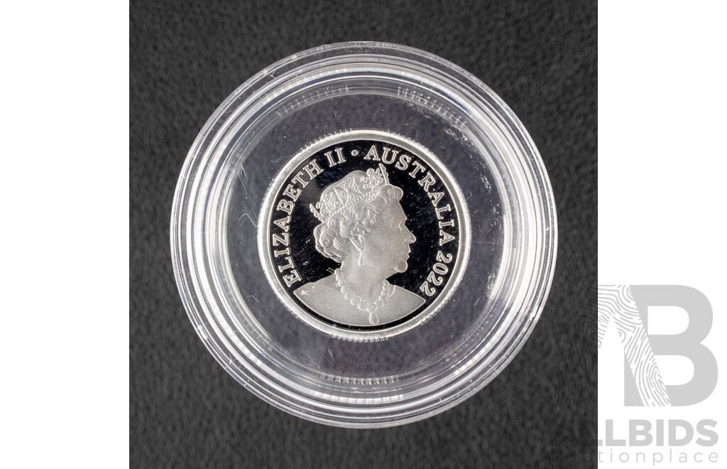 Australian RAM 2022 Silver Proof One Dollar Coin, C Mint Mark, Dinosaurs Down Under - Timimus  .999
