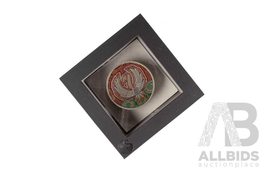 Australian Perth Mint 2022 Silver Antiqued Coloured Two Dollar Coin, Black Swan - Maali .999