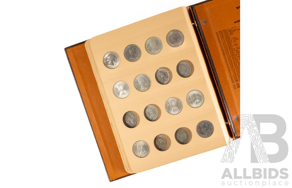 Australian Dansco Florin Album, Partially Filled, Examples Spanning 1938 to 1963, UNC and High Grades