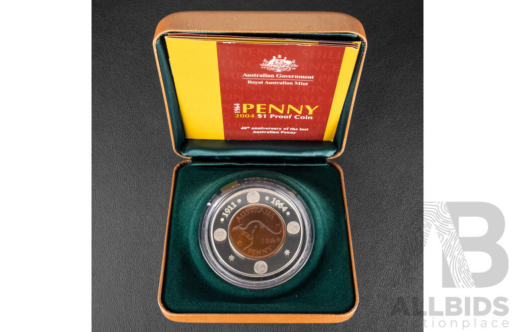 Australian RAM 2004 One Dollar Proof Coin, 40th Anniversary of the 1964 Penny .999