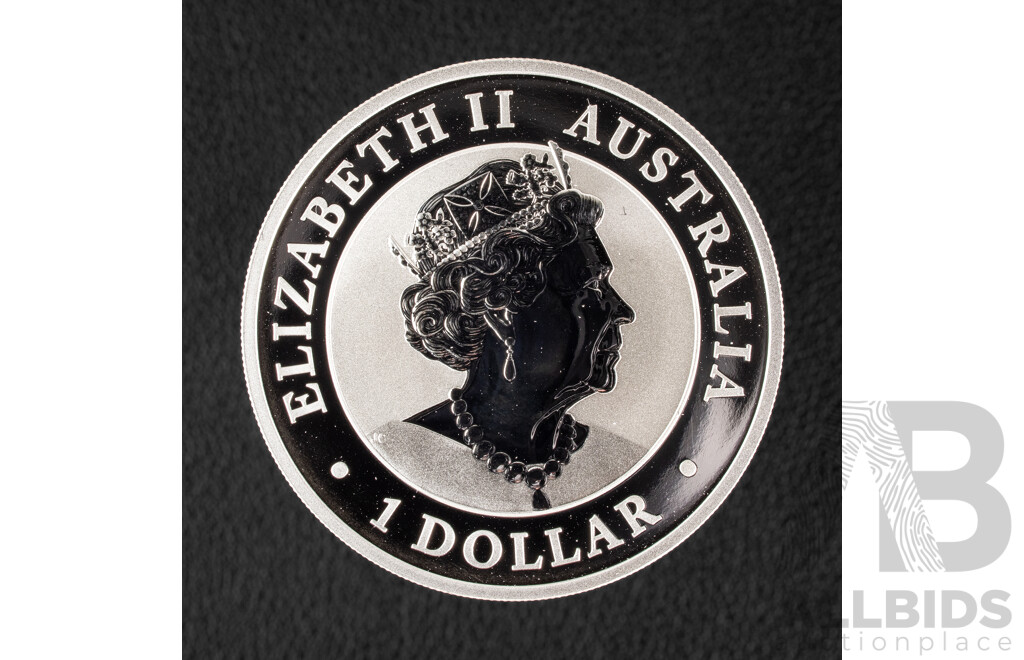 Australian Perth Mint Silver Gilded One Dollar Coin, 150th Anniversary of the Discovery of The Welcome Stranger Nugget .999