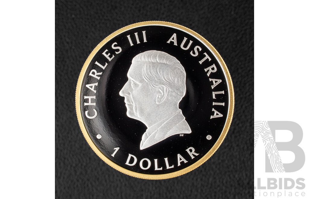 Australian Perth Mint 2026 Silver Proof Gilded One Dollar Coin, Fortieth Anniversary of the Australian Gold Coin Program .999
