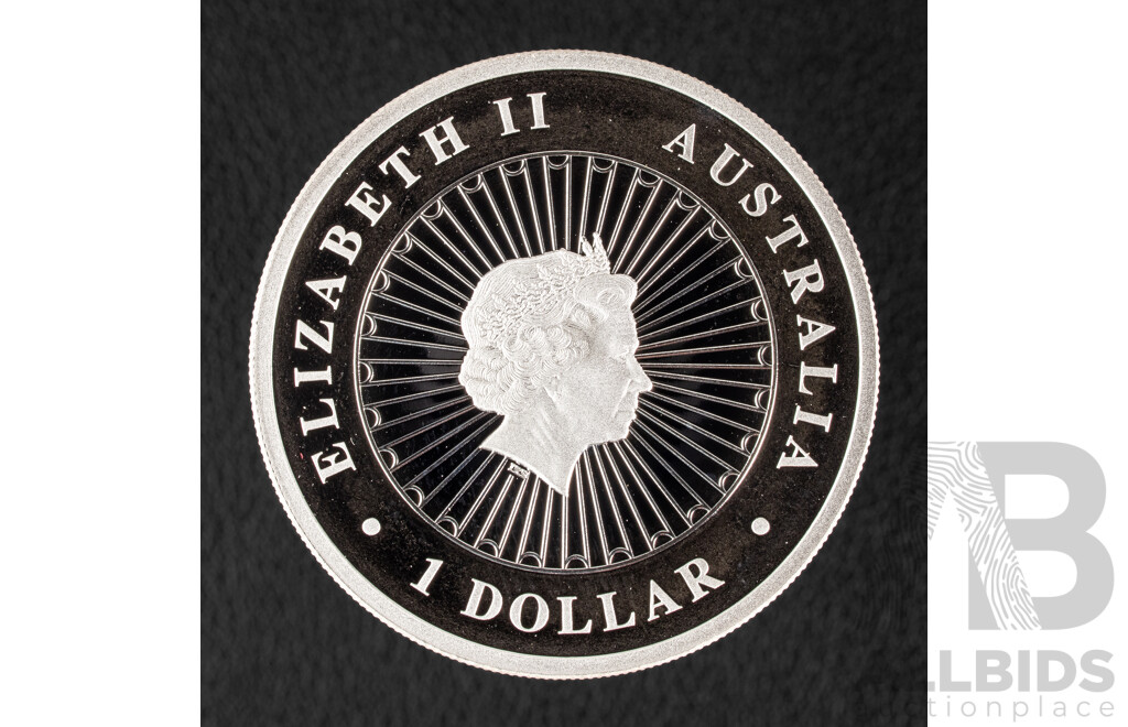 Australian Perth Mint Silver Proof One Dollar Coin, Australian Opal Series, Wombat