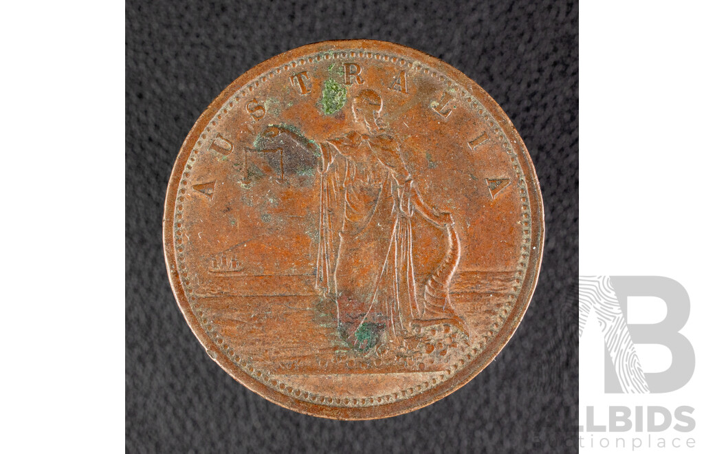 Australian Circa 1857 Merchant Token, R.Parker Ironmonger Moorabool Street Geelong, Birmingham Mint