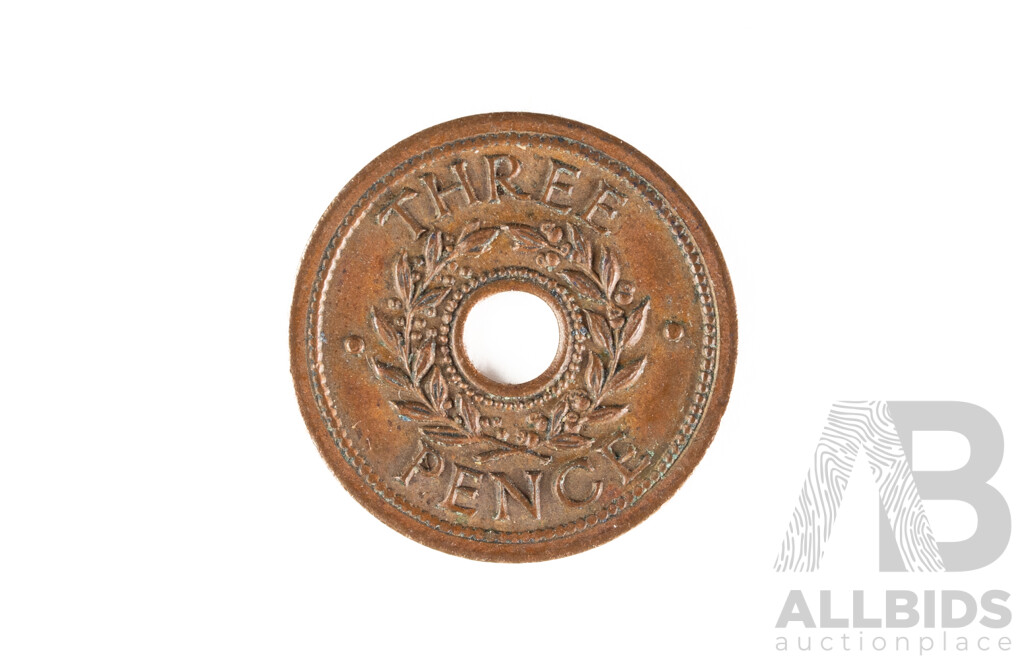 Australian 1939-1945 World War Two Internment Camp Threepence Coin, Type A