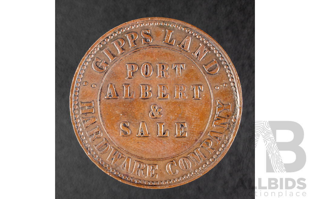 Australian 1862 Gippsland Hardware Company Token