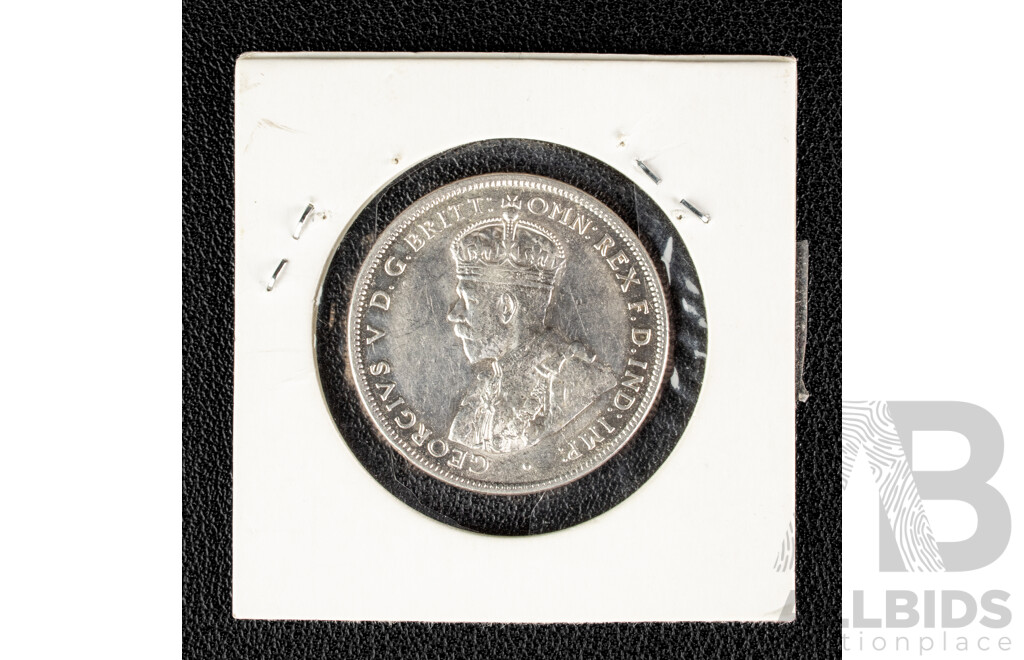 Australian 1916 Silver KGV Florin, Melbourne Mint, High Grade .925