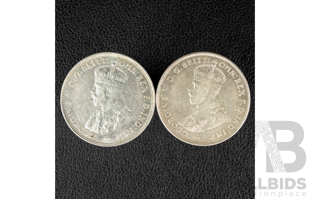 Two Australian 1936 Silver KGV Florins, High Grade .925