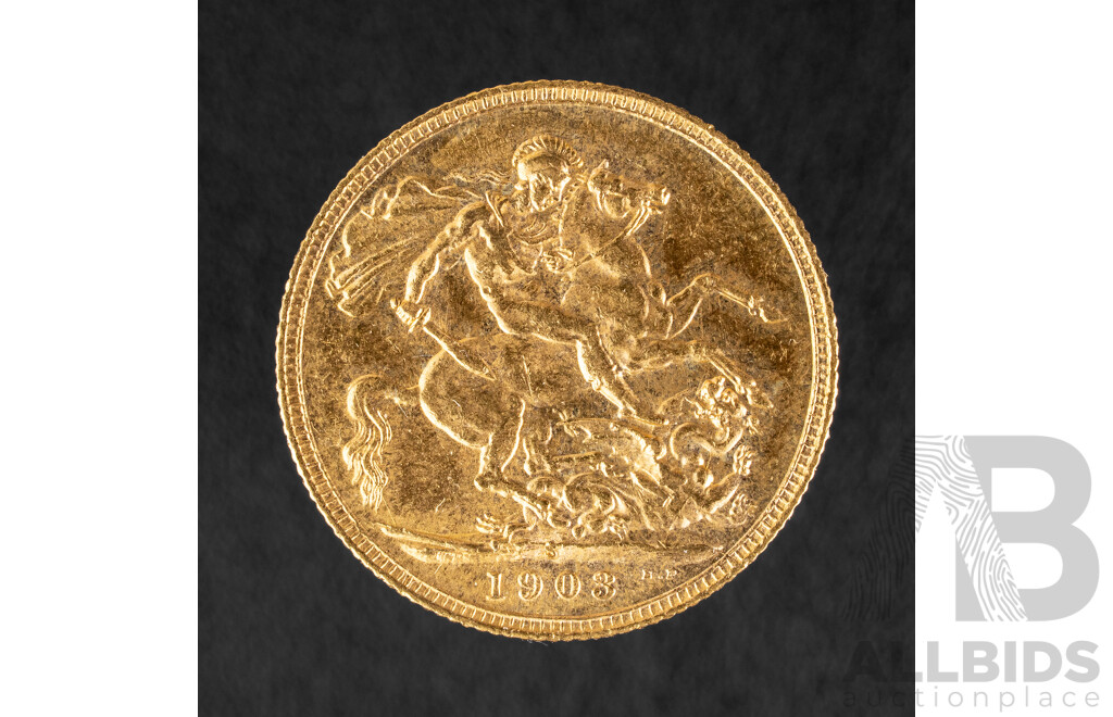 Australian 1903 KEVII Gold Sovereign, Sydney Mint .917