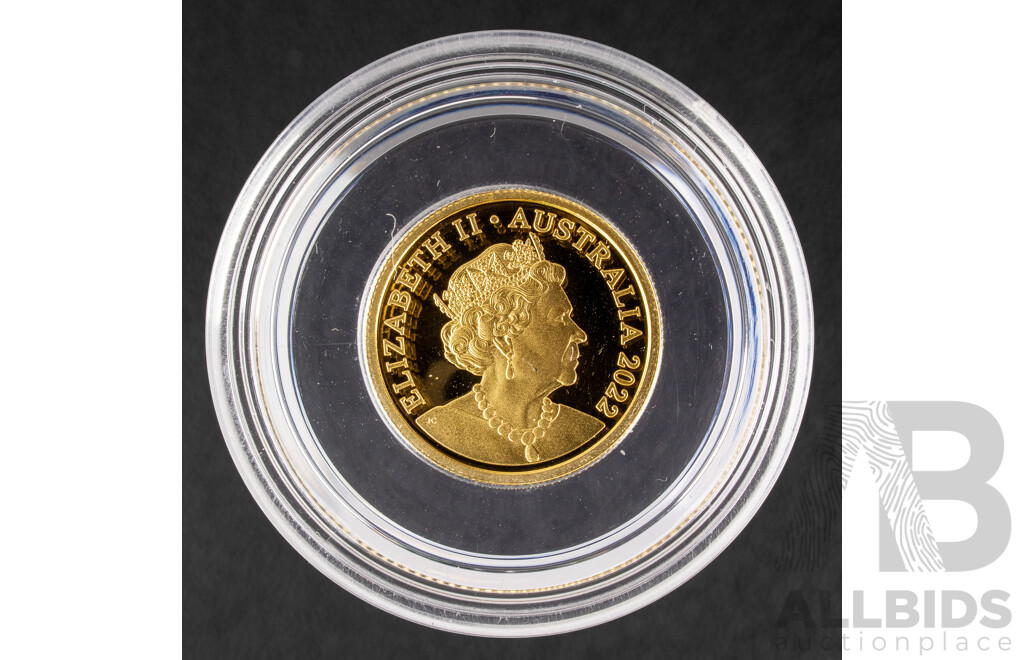 Australian RAM 2022 Gold Proof Ten Dollar Coin, Dinosaurs Down Under, Muttaburrasaurus, C Mint Mark .999