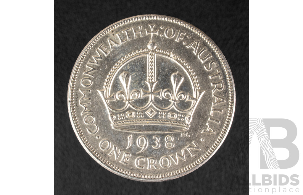 Australian 1938 KGVI Silver Crown, High Grade .925