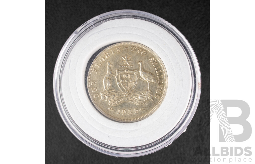 Australian 1932 KGV Silver Florin, High Grade .925