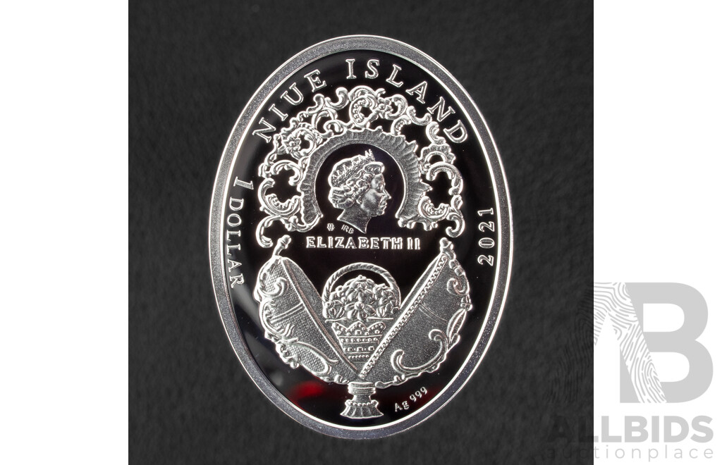 Niue Island Mint of Poland 2021 Silver One Dollar Coin, Imperial Faberge Egg .999