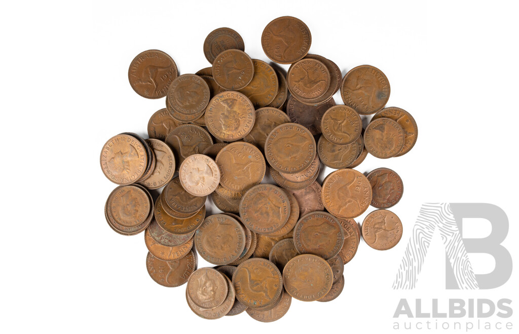 Collection of Australian Pennies and Half Pennies, Examples Spanning 1936 to 1964 - Approximately 630 Grams